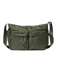 Полиамидная наплечная сумка через плечо унисекс темно-оливковая Uniqlo