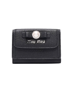 Кожаный кошелёк женский чёрный Miu miu