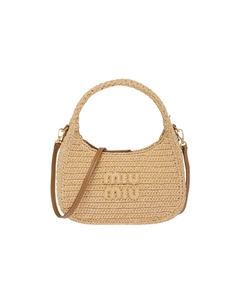 Футболка Wander Series Threading Needle Woven Fabric Hobo, Плечевая Сумка, Женская Классическая Бежевая Miu miu