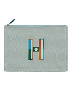 Хлопковая сумка-клатч для хранения Тубус женская бирюзовый и серый галька HERMES Hermès