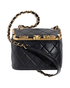 23C Ранняя Весна Бараний Кожух Плечевая Сумка, Кроссбоди Женская Черная Chanel