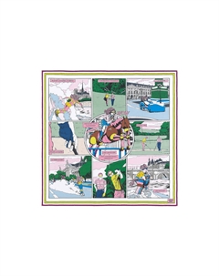 Шелковый платок женский розово-зеленый HERMES Hermès