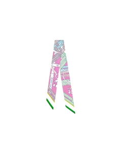 Шёлковый шарф HERMES для женщин зелёный розовый Hermès