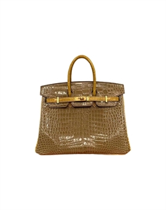 Биркин Кожа Крокодила Сумка Биркин Женская Нюд Песочный и Янтарный Жёлтый HERMES Hermès
