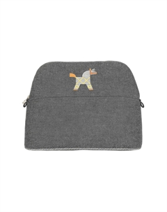 HERMES Косметичка женская серая хлопковая с полиуретаном Hermès