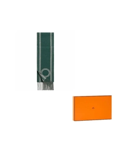 HERMES Вязаный шарф женский серо-зеленый, Gray Green Hermès