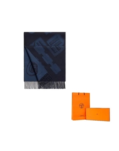 HERMES Кашемировый шарф, Deep Sea Blue Hermès