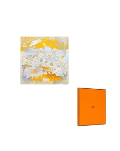 HERMES Шёлковый платок, Chrysanthemum Yellow/Light Green/Gray Green Hermès