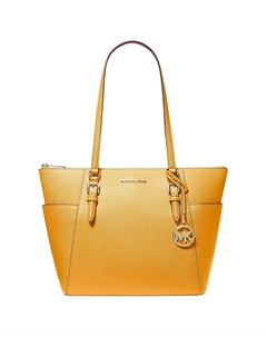 Шарлотта Сэффиано кожаная сумка тоут Шоппинг сумка Плечевая сумка Женская большая золотая Michael kors