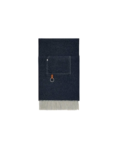 HERMES Вязаный шарф женский синий, Blue Hermès