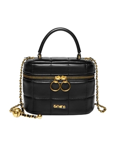 Сумка-коробка из коровьей кожи, миниатюрная сумка через плечо, женская сумка на плечо, цвет экрю/черный, H1416BX4 Полуночный черный 15 mins