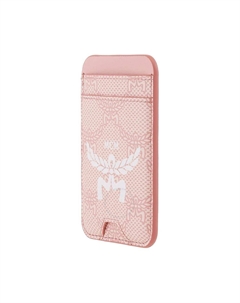 Кожаный картхолдер унисекс нежно-розовый Mcm