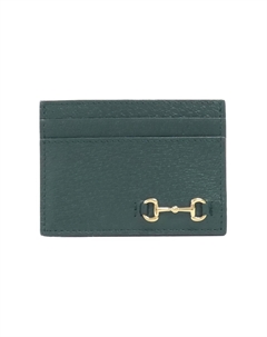 Кожаный картхолдер мужской зелёный Gucci