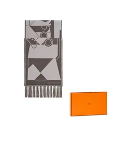 HERMES Вязаный шарф унисекс серый, Gray Hermès