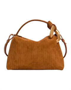 Женская маленькая сумка через плечо из зернёной телячьей кожи карамельного цвета Jw anderson