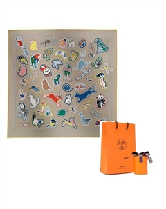 HERMES Шёлковый шёлковый платок, Gray Hermès