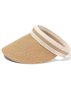 Женская шляпа с широкими полями для защиты от солнца, Khaki Beige Trim Aajf