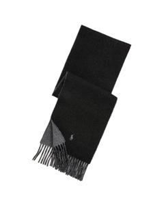 Шерстяной шерстяной смесовый вязаный шарф мужской черный, Black Polo ralph lauren