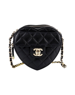 Сумка-сердце из ягненка, портативная сумка через плечо, женская сумка на плечо черная Chanel