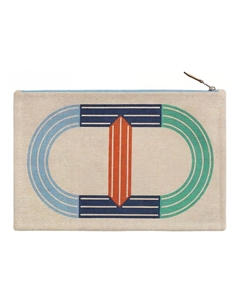 HERMES Хлопковая сумка-клатч с канвой и телячьей кожей, Ocean Multicolor Terrazzo Tiles Hermès