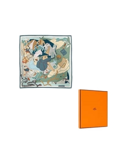 HERMES Шелковый шарф унисекс зеленый, Green Hermès