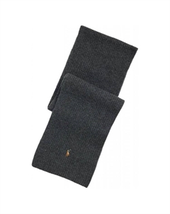 Хлопковый полиэстеровый трикотажный шарф мужской серый Polo ralph lauren