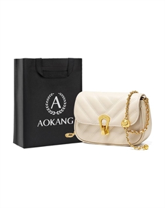 Кожаная сумка через плечо с ромбовидным узором и цепочкой маленькая квадратная дамская подмышечная, Pearl White-2399 Aokang