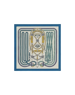 HERMES Женская шаль электрик синий белый мультиколор, Electric Blue/White/Multicolor Hermès