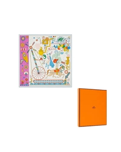 HERMES Шёлковый шарф, White/Pink Purple/Multicolor Hermès