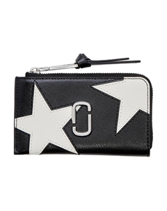 Кожаный кошелек женский черно-белый Marc jacobs