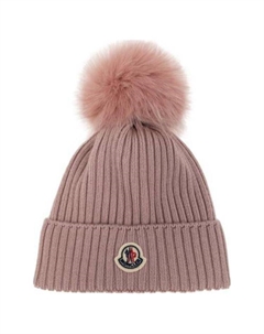 Вязаная шапка с помпоном, Pink Moncler
