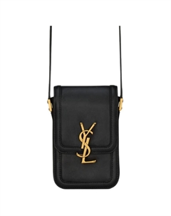 Солферино Гладкая кожаная сумка для телефона, кроссбоди, мини-рюкзак через плечо мужская черная Saint laurent