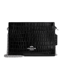 Крокодиловая кожаная сумка через плечо, кросс-боди черная Coach