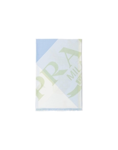 Вязаный шарф женский небесно-голубой с зеленым, Sky Blue/Green Prada