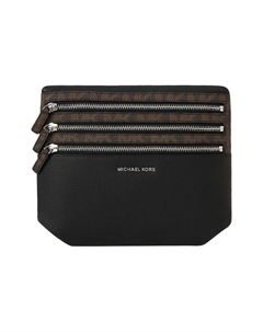 Кожаный клатч средний мужской черный/темно-коричневый Michael kors