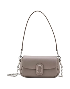 Гладкая кожаная портативная сумка через плечо женская бетонно-серая Marc jacobs