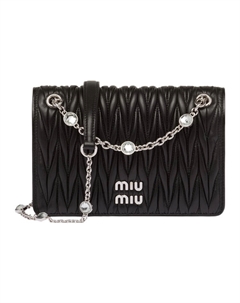 Мателессовая мягкая кожаная овчины сумка через плечо, женская черная Miu miu