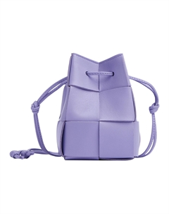 Сумка-ведро из овчины мини женская сиренево-фиолетовая наплечная через плечо Bottega veneta