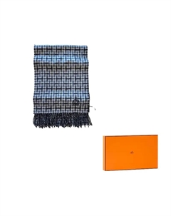 HERMES Вязаный шарф мужской, Blue Hermès