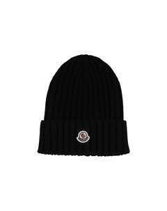 Ребристая вязаная шерстяная шапка, Black Moncler