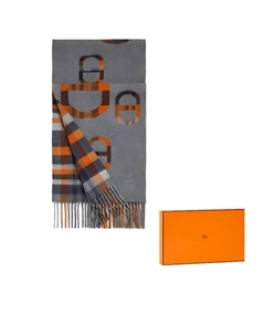 HERMES Вязаный шарф унисекс серый, Gray Hermès