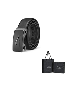 Мужской кожаный ремень из коровьей кожи черный шириной 3,5 см, Black Jaguar