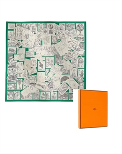 HERMES Шёлковый шарф, UK Green/Chalk White/Gray Hermès