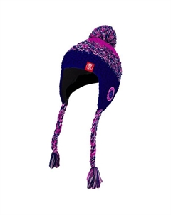 Шапочка-Помпон для девочки бордового цвета, мультиколор Trollkids