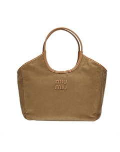 Сумка-шоппер из вельвета женская цвета корицы Miu miu