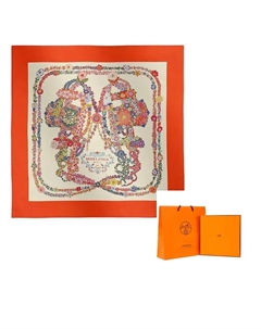 HERMES Шелковый шаль из тутового шелка, Vermilion Hermès