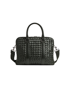 Кожаный с текстилем портативный одноплечевой кросбоди портфель мужской темно-зеленый Bottega veneta