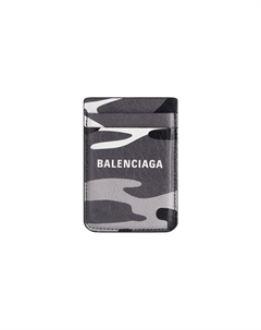 Кожаный картхолдер мужской серо-белый Balenciaga