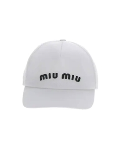Хлопковая бейсболка женская, белая Miu miu