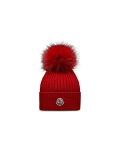Вязаная шерстяная шапка с логотипом, Red Moncler
